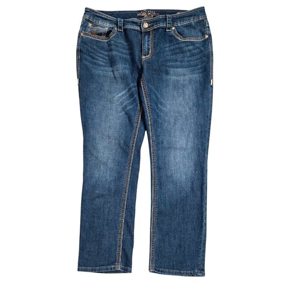 Melissa McCarthy Seven7 Dark Wash Straight Leg Jeans Thick Stitch - Picture 1 of 10